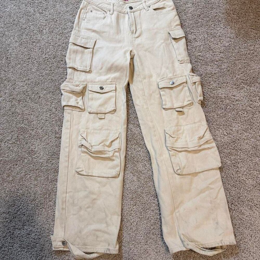Edikted Women's Cream and Tan Trousers